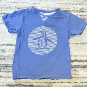 EUC Boys Size 5 Penguin Logo Blue Short Sleeve T-Shirt